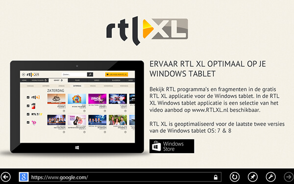 RTL XL Windows Tablet